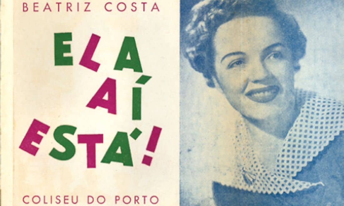 cartaz com a fotografia da atriz beatriz costa para o espetáculo no coliseu do porto