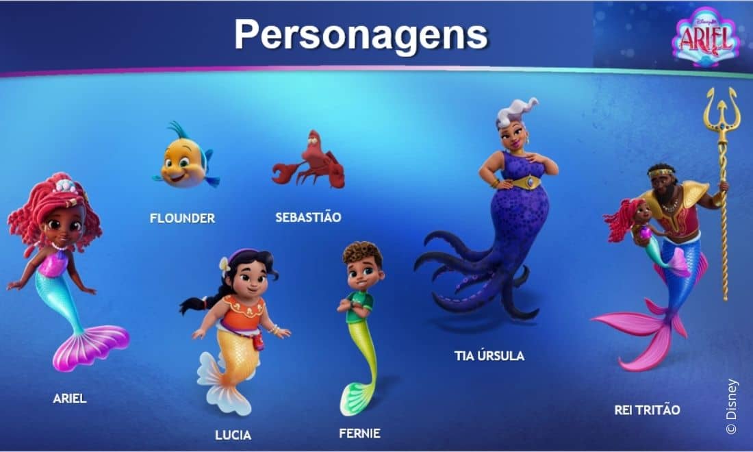 ariel disney junior personagens pequena sereia sebastião