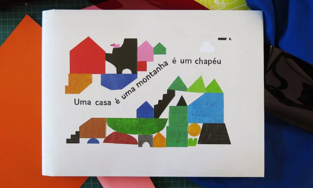 fim de semana com as crianças livro infantil acessível uma montanha uma casa um chapéu © Inês Santos