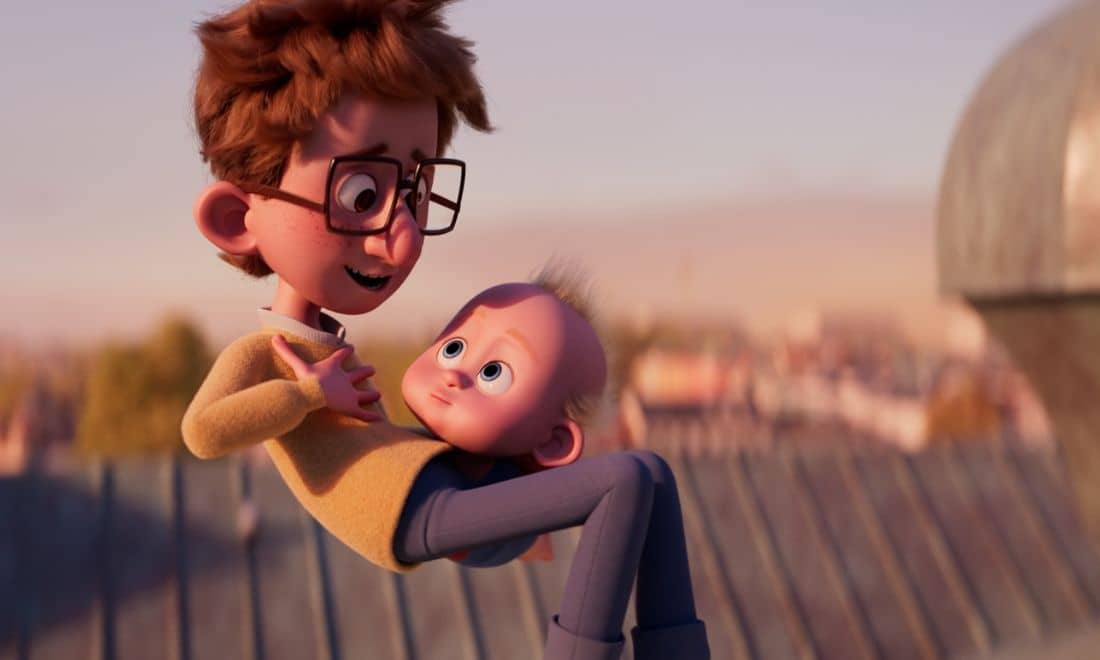 Pris Audiovisuais filmes infantis Super Charlie bebé Charlie e o seu irmão mais velho a voar perto de um telhado