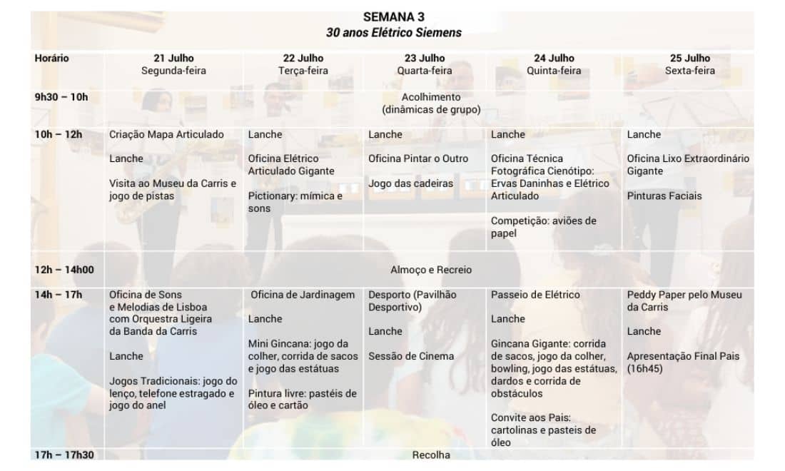 Museu da Carris férias de verão programa de atividades 2025 semana 3