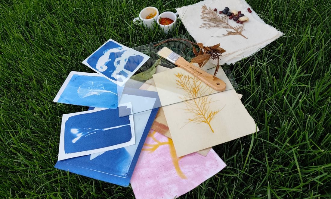 MACAM oficina férias relva com folhas desenho e pintura com natureza