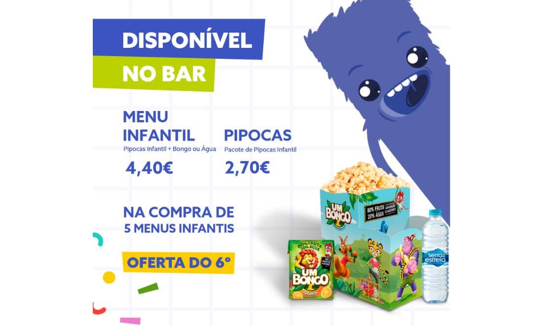 Cinemas NOS cinema para escolas menus disponíveis no bar
