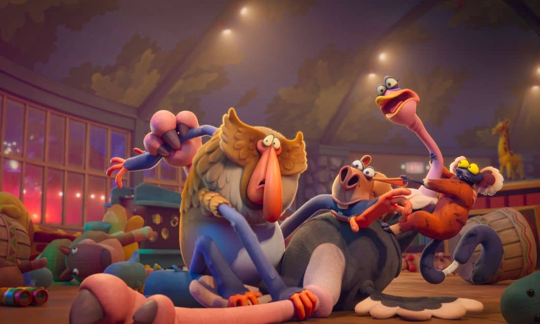 Uma Noite no Zoo filmes infantis animais a lutar mas parados em choque