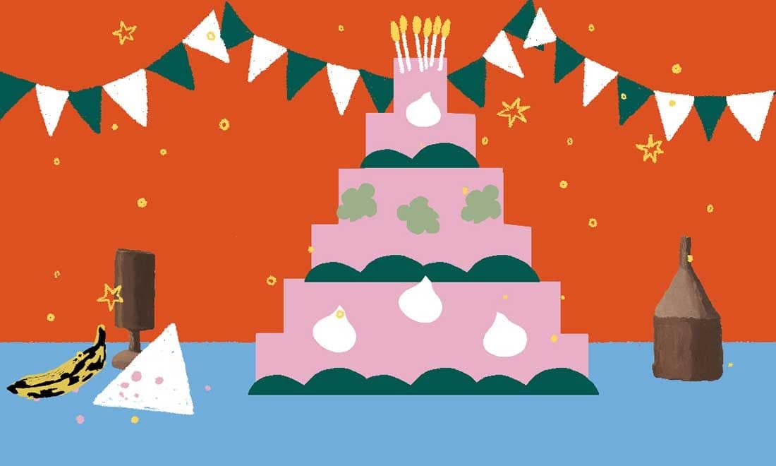 MAC CCB festas de aniversário crianças bolo ilustração