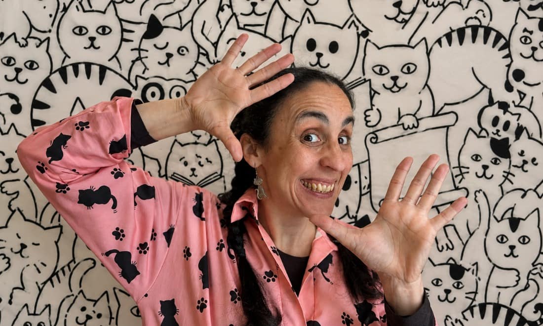 Aqui Há Gato Sofia Vieira com com moldura de gatinhos atrás