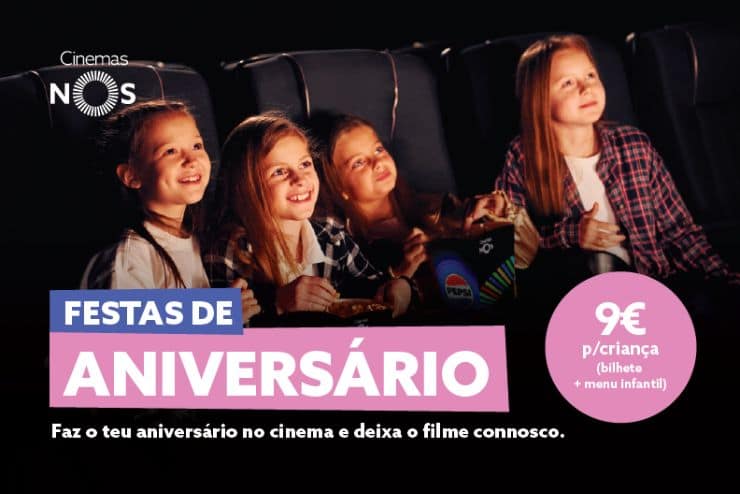 Cinemas NOS banner secção festas de aniversário com texto