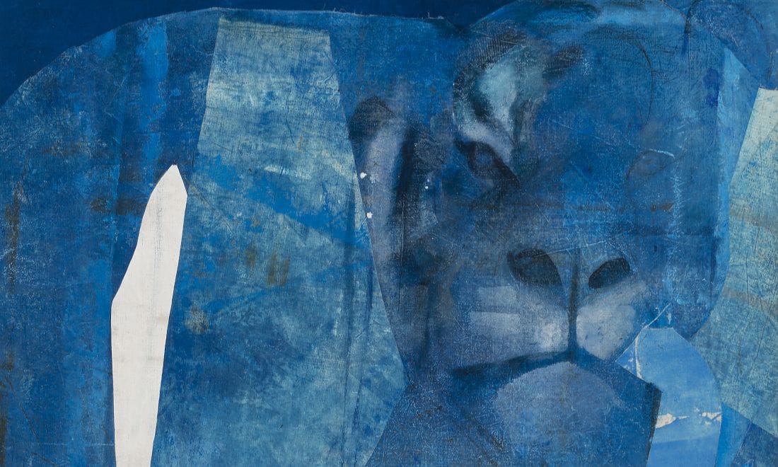 Atelier Museu Júlio Pomar New York tiger’s blues 1980 Acrílico e colagem sobre tela Coleção Tereza Martha ©Legado de Júlio Pomar_SPA. Todos os direitos reservados