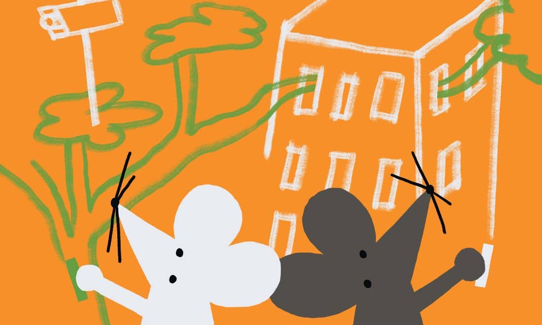 lu.ca teatro infanil dois ratos imagem ilustrativa dois ratos fundo cor de laranja